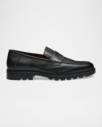 Santoni Men & apos;s Rock Lug Sole Leather Penny Loafers