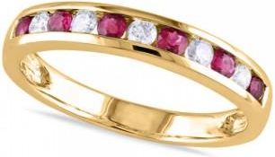 Allurez Channel Set Round Ruby & Diamond Wedding Band 14k Yellow Gold (0.62ct)