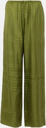 Toteme Monogram silk twill wide-leg pants