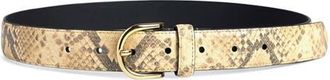 Favorite Daughter Fe Snakeskin Print Leather Belt in Natural Roccia at Nordstrom, Size X-Small