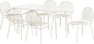 VENTE-UNIQUE.COM Conjunto de mesa y sillas para jard&iacute;n acero beige