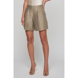 L'agence Hadleigh Linen Blend Shorts in Grey Taupe at Nordstrom, Size 14
