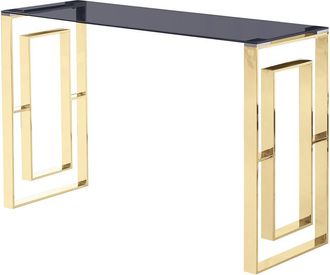 Best Master Furniture Best Master Mallory Stainless Steel and Smoked Glass Console Table in Gold