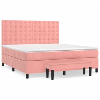 vidaXL Vidaxl - Cama Box Spring Con Colch&oacute;n Terciopelo Rosa 160x200 Cm