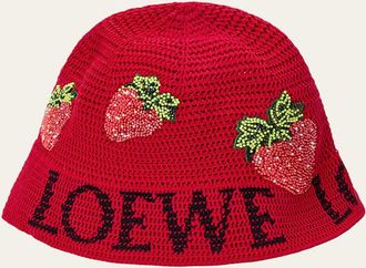 Loewe Strawberry Bucket Hat in Cotton