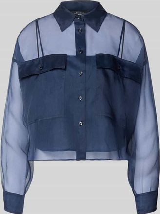Max Mara Boxy Fit Langarmbluse aus semitransparenter Seide Modell COLOMBIA in Marine, Gr&ouml;&szlig;e 40