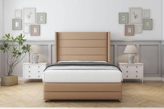 Comfort Beds Milano Dumfries Divan Set No Drawers-54 Wingback-Footboard in Light Brown | Size: Super King