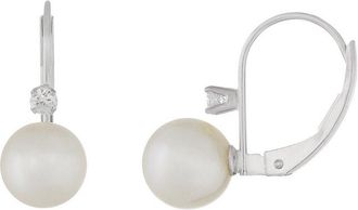 Splendid Pearls 14K 0.06 Ct. Tw. Diamond & 6-6.5Mm Akoya Pearl Earrings
