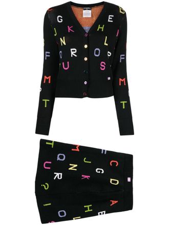 Chanel 2001 knitted cardigan and skirt set - Black