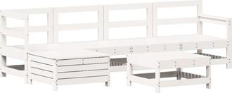 vidaXL 6 Piece Garden Sofa Set White Solid Wood Pine Vidaxl