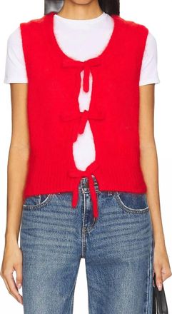 Ganni Light Mohair Tie String Vest In Racing Red