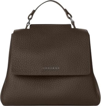 Orciani Handbags, female, Brown, Size: ONE SIZE Leather Shoulder Bag with Adjustable Handle