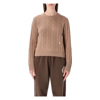 Sporty & Rich Truien & Vesten, Dames, Bruin, S, Wol, SRC Cableknit Sweater