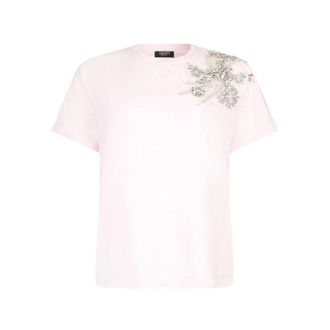 Liu Jo T-Shirts, female, Pink, Size: XS Embellished Round-neck T-shirt