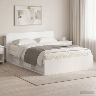 Berkfield Home Bed Frame with Storage White 150 x 200 cm Engineered Wood