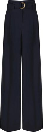 Max Mara Broek - Dames - Wijde Broeken - Blauw - S - Leer - Broeken
