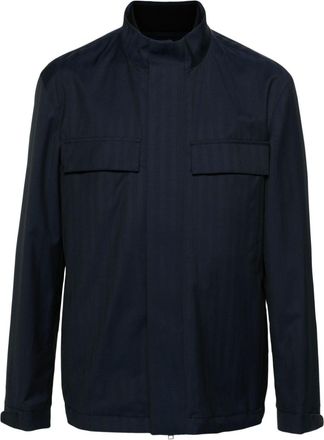 Ermenegildo Zegna wool zipped jacket - men - Wool/Cupro/Calf Leather/Polyester/Cotton - 52 - Blue