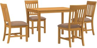 vidaXL Conjunto De Comedor 5 Uds. Gris Madera De Roble S&oacute;lido Vidaxl