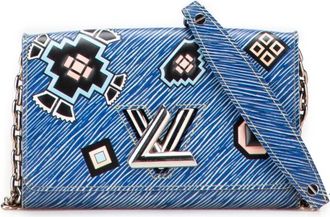 Louis Vuitton Pre-owned Shoulder Bags, female, Blue, Size: ONE SIZE Pre-owned Striped Leather Wallet