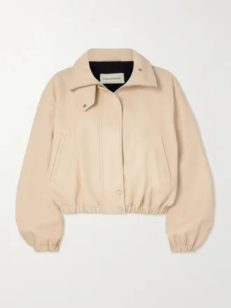 Nour Hammour Giacca In Pelle Testurizzata Pia - Avorio