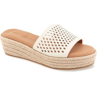 Gentle Souls Vandy Perforated Platform Slide Sandal in Stone Leather at Nordstrom, Size 5.5