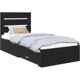 vidaXL Bed Frame with Drawer Black Oak 90 x 190 cm Engineered Wood vidaXL