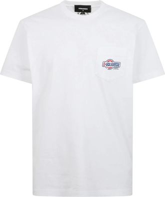 Dsquared2 Tops, Heren, Wit, M, Katoen, Witte Katoenen T-shirt met Regular Fit