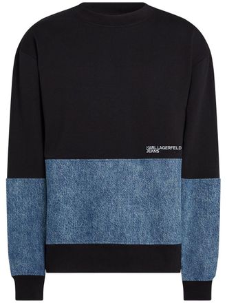 Karl Lagerfeld paneled denim sweatshirt - men - Organic Cotton - S - Black