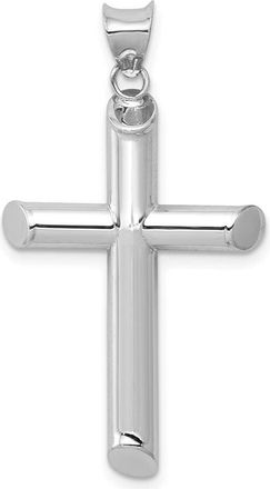 Diamond2Deal 14k White Gold Polished Tube Cross Pendant