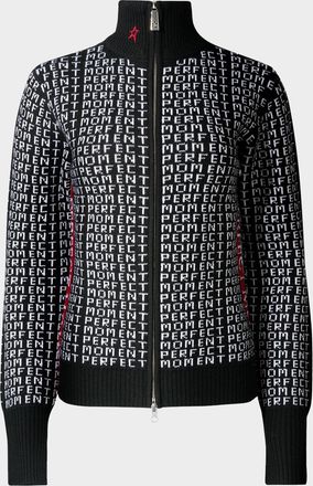 Perfect Moment Monogram Merino Wool Knit Zip Sweater