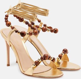 Gianvito Rossi Embellished metallic leather slingback sandals