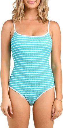 Citrus Brenton Square Neck Rib One-Piece Swimsuit in Lagoon at Nordstrom, Size X-Small