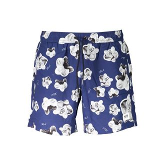 Karl Lagerfeld Mens Floral Swim Trunks - Dark Blue - Size X-Large