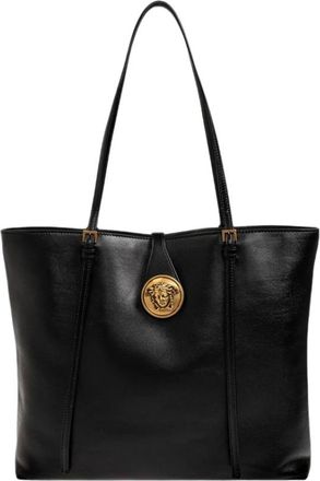Versace Tassen, Dames, Zwart, ONE Size, Leer, Medusa Leren Tote