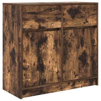 Berkfield Home Sideboard with Drawer Smoked Oak 80x34x76 cm Engineered Wood in Brown | Size: 80 x 34 x 76 cm