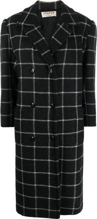 A.N.G.E.L.O. Vintage Cult 1980s checkered double-breasted coat - women - Wool/Acetate - M - Black