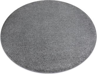 RugsX Rugsx - Carpet, round indus grey 95 plain, melange grey round 150 cm