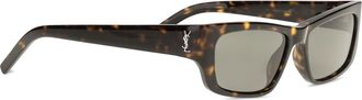 Saint Laurent Womens Tortoiseshell Sunglasses With Side Logo Havana Grey Acetate; Nylon