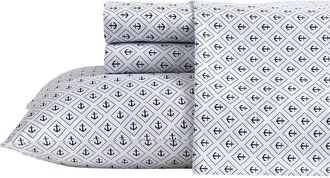 Nautica Diamond Anchor Cooling Microfiber Sheet Set in White/blue at Nordstrom Rack, Size Twin X-Long