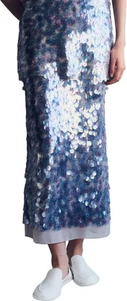 Lafayette 148 New York Paillette Straight Midi Skirt
