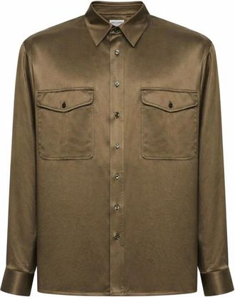 Saint Laurent Casual Shirts, male, Green, Size: XL Shirt in Silk