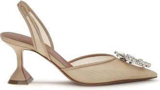 Amina Muaddi Beige Polyester Platform Womens Pumps