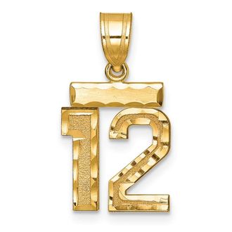 Diamond2Deal 14k Yellow Gold Small Brushed Diamond-cut Number Charm Pendant