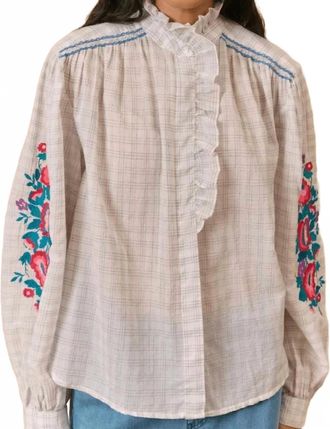 Louise Misha Cora Blouse In Cream Cruise Checks