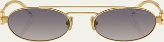 Miu Miu Gradient Metal Oval Sunglasses