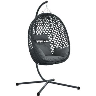 vidaXL Hanging Egg Chair Anthracite and black 104 x 100 x 191 cm vidaXL