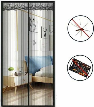OEM Mosquitera Magn&eacute;tica Para Puerta De 90x210 Cm, Malla Extrafina, Cierre Magn&eacute;tico, Mosquitera Ideal Para Pasillos, Patios Y Puertas - Negra