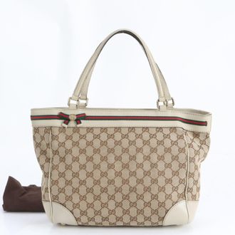 Gucci Gg Canvas Beige Gg Canvas Shoulder Bag Tote Bag (Pre-Owned)