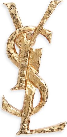 Saint Laurent Hammered YSL Single Clip-On Earring in Brass Gold at Nordstrom