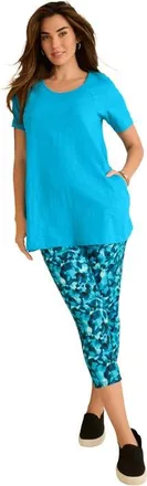 Roaman's Plus Size Scoopneck Short Sleeve Pocket Tunic in Ocean at Nordstrom, Size 24